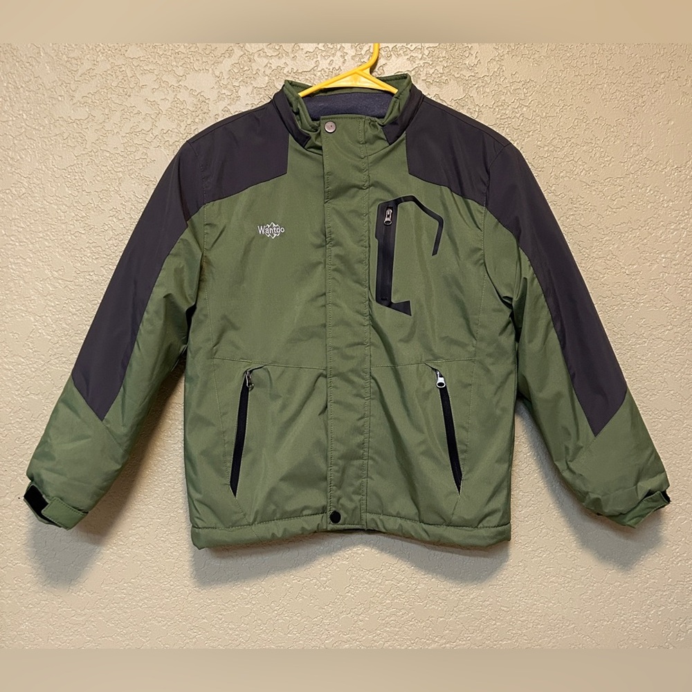 Wantdo Green & Black Sz 8 Colorblock Youth Full Zip Winter Jacket EUC
